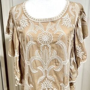 Embroidered Tan Top